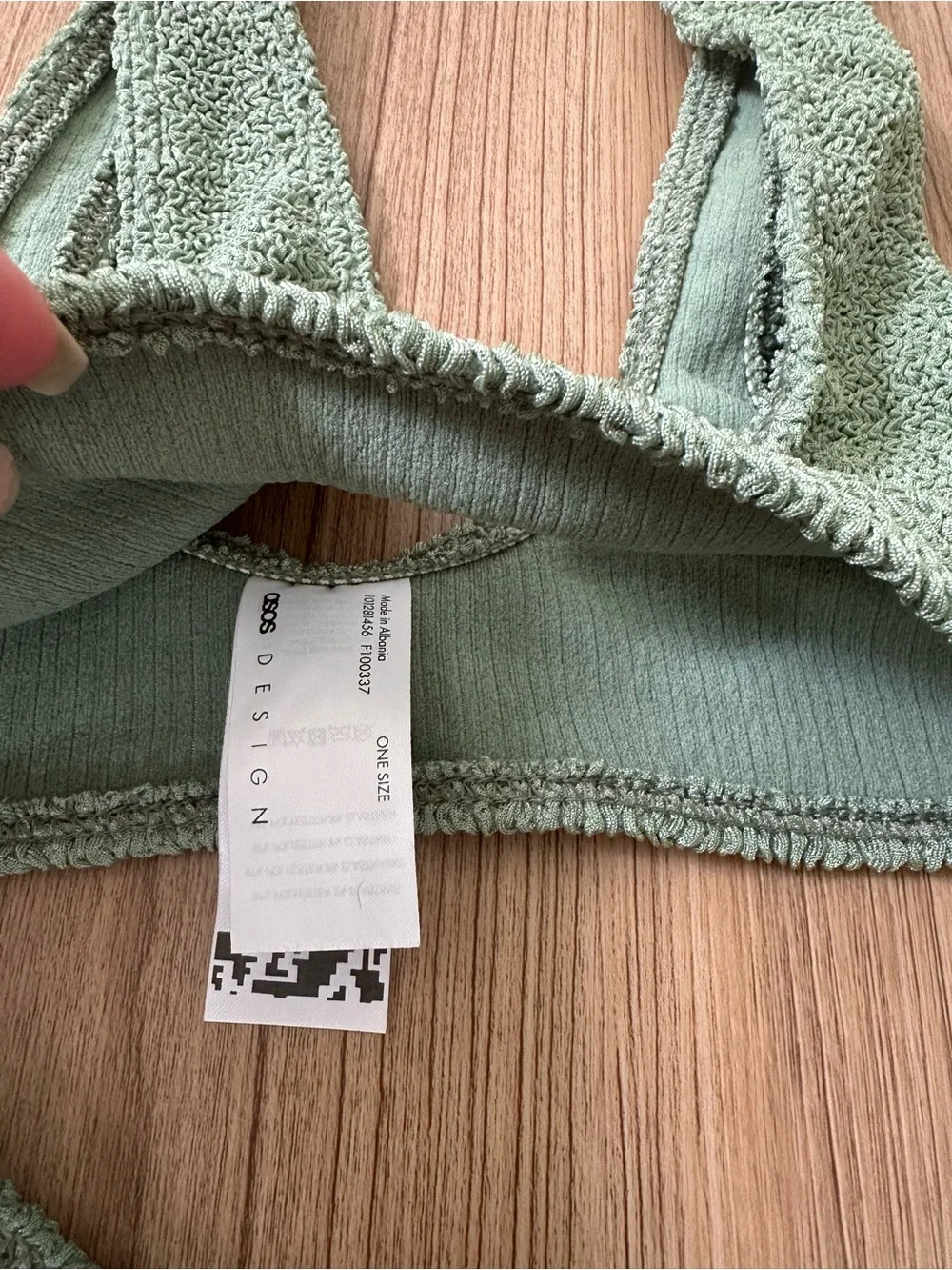 ASOS Textured Scoop Bikini Set in Sage Green